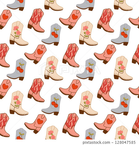 Colorful Cowboy Boots Pattern for Western-Themed Designs Colorful Cowboy Boots Pattern for Western-Themed Designs 128047585