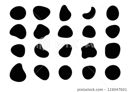 Monochrome abstract organic liquid shapes vector set for design 128047601