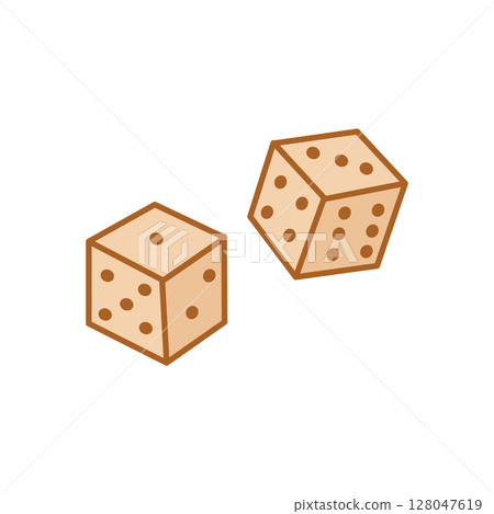 Beige Dice Illustration for Western Gambling and Games Theme 128047619