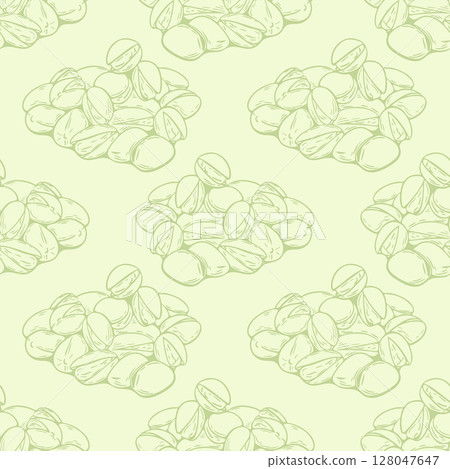 Pistachio seamless pattern in pastel green color scheme Pistachio seamless pattern in pastel green color scheme 128047647