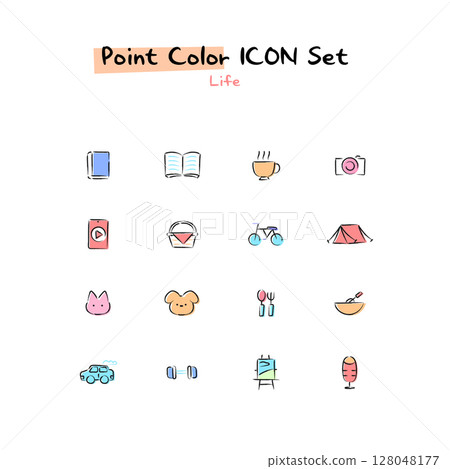 Hand-drawn point color line icon Hand-drawn point color line icon 128048177