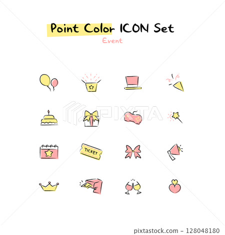 Hand-drawn point color line icon 128048180