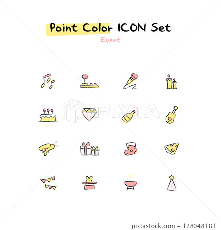 Hand-drawn point color line icon 128048181