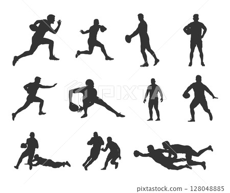 Rugby player silhouettes, Rugby player silhouette set Rugby player silhouettes, Rugby player silhouette set 128048885