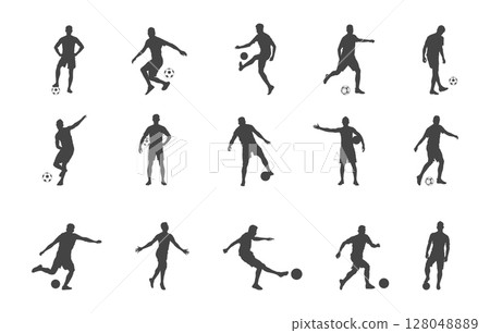 Football player silhouette, Football player svg, Football player vectors, Soccer player silhouette, Soccer player svg, Player svg, Player silhouette -V03 128048889
