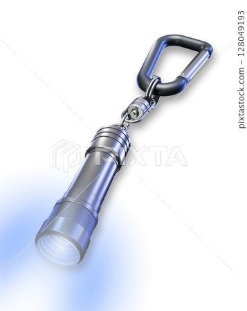 Mini light (silver) Flashlight LED light Mini flash light White background 128049193