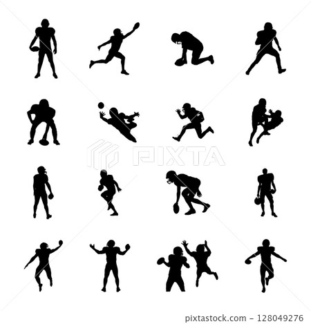 American football player silhouettes, Football player silhouettes 128049276