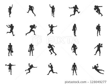 American Football Player Silhouettes, Football Silhouettes, Player silhouettes, American Football Silhouette, Football Player Silhouettes 128049277