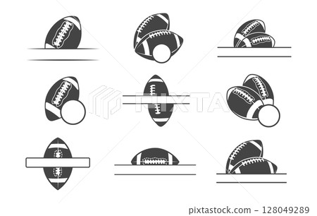 American football ball monogram vector illustration, American football monogram svg, American football monogram silhouette, Football monogram svg, Football monogram silhouette 128049289