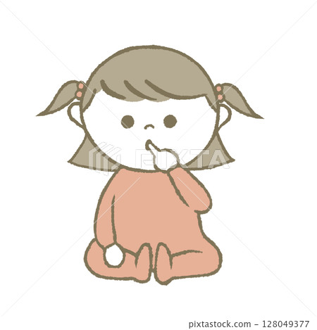 嬰兒吮吸手指，粉紅色 128049377