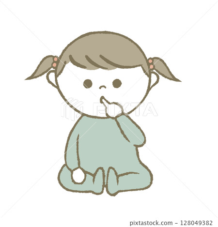 嬰兒吮吸手指，淺藍色 128049382