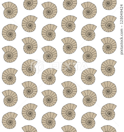 Vector seamless pattern of hand drawn ammonite 128049424