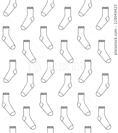 Vector seamless pattern of hand drawn sock 128049425