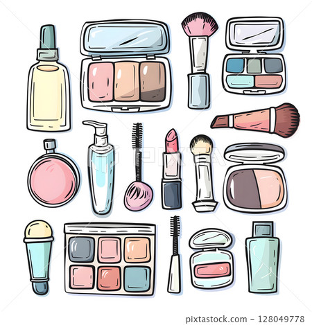 手繪化妝品貼紙套裝 128049778