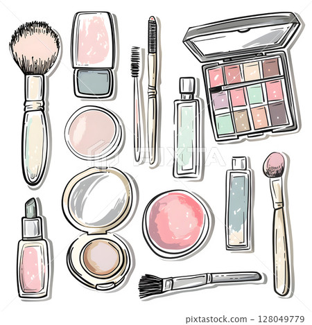 手繪化妝品貼紙套裝 128049779