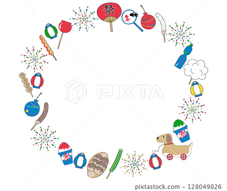 Summer festival illustration wreath Summer festival illustration wreath 128049826