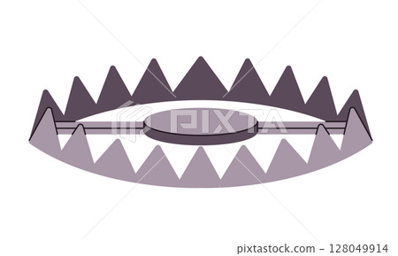 metal jaw trap with two spring loaded jaws that snap shut to catch animals 128049914