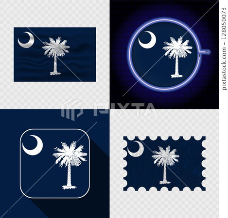 Creative the South Carolina Flag Icon Set... - Stock Illustration ...