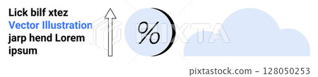 Upward arrow, percentage symbol inside a circle, blue cloud. Ideal for business growth, data analysis, infographics, finance reports, weather forecasting, marketing presentations. Landing page Upward arrow, percentage symbol inside a circle, blue cloud. Ideal for business growth, data analysis, infographics, finance reports, weather forecasting, marketing presentations. Landing page 128050253