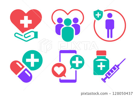 Flat Healthcare and Medical Icons Collection Flat Healthcare and Medical Icons Collection 128050437