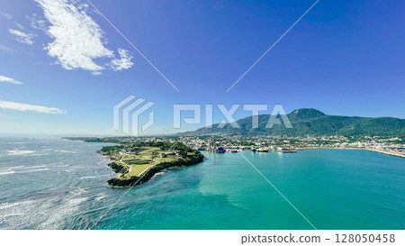 Caribbean Sea seen from a luxury cruise ship 128050458