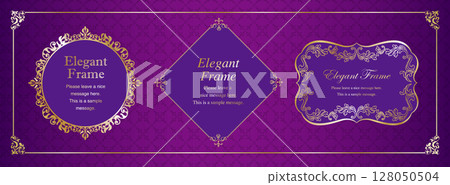 豪華典雅框架組，裝飾設計，裝飾邊框，典雅的背景，金子，紫色 128050504