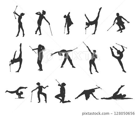Baton Twirling Silhouette, Twirling Svg, Sport Baton Silhouette Baton Twirling Silhouette, Twirling Svg, Sport Baton Silhouette 128050656