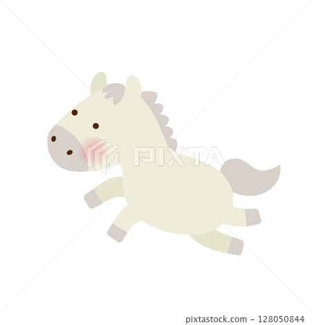 簡單可愛的白馬插畫(生肖:馬年) 簡單可愛的白馬插畫(生肖:馬年) 128050844