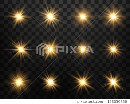 Yellow glowing light burst explosion 128050866