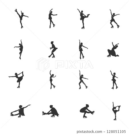 Figure skating silhouette, Ice skating silhouette, Female figure skating silhouette, Figure skating SVG, Figure skating vector Figure skating silhouette, Ice skating silhouette, Female figure skating silhouette, Figure skating SVG, Figure skating vector 128051105