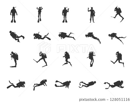 Scuba diving silhouettes, Diver silhouette,  Scuba diving vector, Scuba diver, Free diving silhouette, Scuba diving Svg 128051116