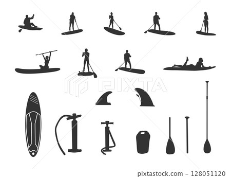 Paddleboarding equipment silhouettes, Paddleboard silhouette, Paddleboarding silhouettes, Paddleboard svg, Paddleboard vector, Paddle surfers V02. Paddleboarding equipment silhouettes, Paddleboard silhouette, Paddleboarding silhouettes, Paddleboard svg, Paddleboard vector, Paddle surfers V02. 128051120