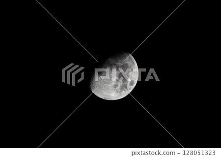 A crescent moon floating in the night sky 128051323