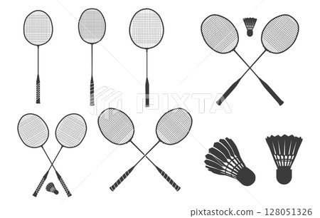 Badminton racket silhouette, Badminton Racket and shuttlecock silhouette, Badminton racket svg, Badminton racket clipart, Racket silhouette, Shuttlecock silhouette 128051326