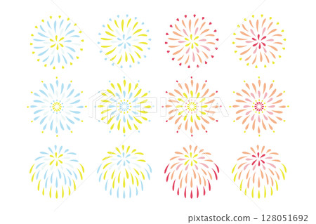 Colorful fireworks illustration set (12 types) 128051692