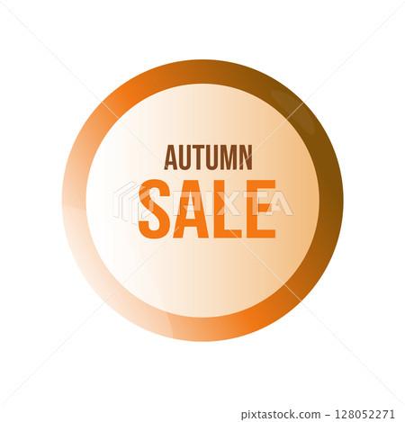 Sticker, autumn sale badge, warm gradient. Price icon for special offer, discount symbol, online advertising. Sticker or label for products. Vector illustration Sticker, autumn sale badge, warm gradient. Price icon for special offer, discount symbol, online advertising. Sticker or label for products. Vector illustration 128052271