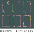 Collection of Decorative Corners and Frames with Floral Motifs 128052435