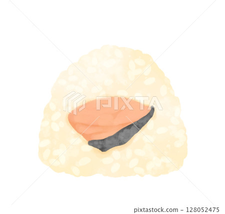 鮭魚柳飯糰水彩畫 鮭魚柳飯糰水彩畫 128052475