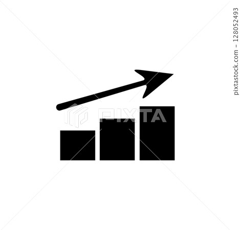 Sales Bar Chart, Business Rating Growing Graph Solid Flat Vector Icon Isolated on White Background 128052493