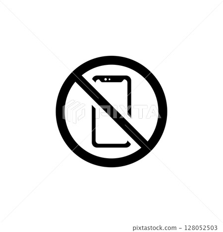 No Phone, No Talking and Calling, Cell Prohibition Solid Flat Vector Icon Isolated on White Background 128052503