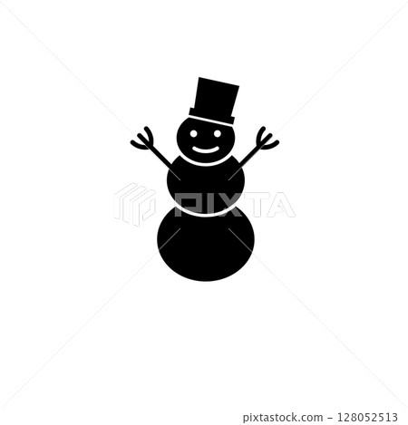 Winter Snowman with Bucket Cap on Head Solid Flat Vector Icon Isolated on White Background Winter Snowman with Bucket Cap on Head Solid Flat Vector Icon Isolated on White Background 128052513