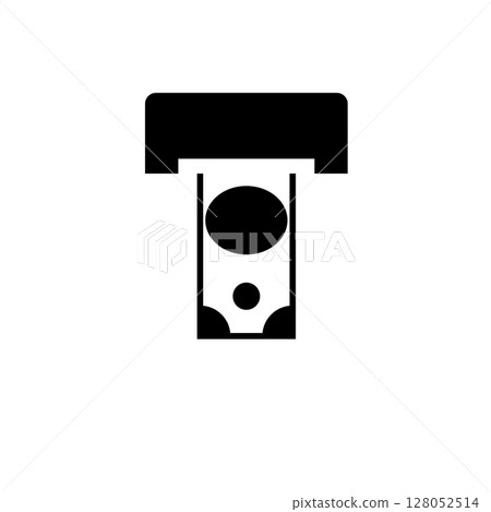 ATM Cash Withdrawal, Receiving Money Solid Flat Vector Icon Isolated on White Background 128052514