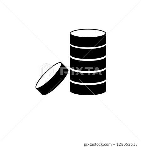 Folded Stack of Coins, Money, Finance Solid Flat Vector Icon Isolated on White Background 128052515