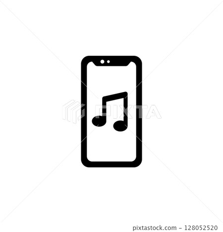 Mobile Music Player, Phone Playing Audio Solid Flat Vector Icon Isolated on White Background 128052520