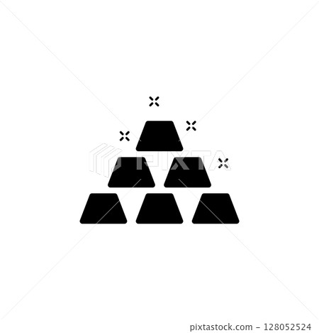 Gold Bars Pyramid, Stack Precious Metal Ingots Solid Flat Vector Icon Isolated on White Background Gold Bars Pyramid, Stack Precious Metal Ingots Solid Flat Vector Icon Isolated on White Background 128052524
