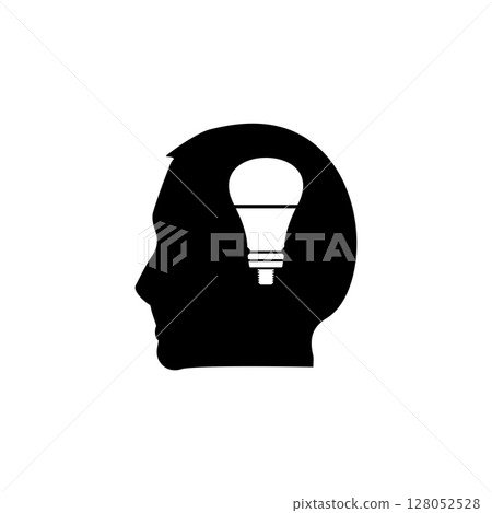 Smart Human Head, Idea and Imagination Solid Flat Vector Icon Isolated on White Background Smart Human Head, Idea and Imagination Solid Flat Vector Icon Isolated on White Background 128052528