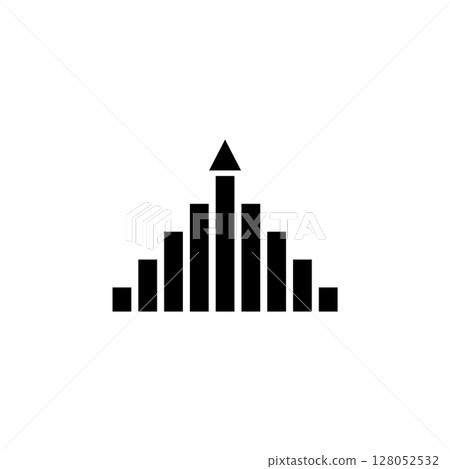 Arrow Growing Graph, Progress Arrow Grow Solid Flat Vector Icon Isolated on White Background Arrow Growing Graph, Progress Arrow Grow Solid Flat Vector Icon Isolated on White Background 128052532