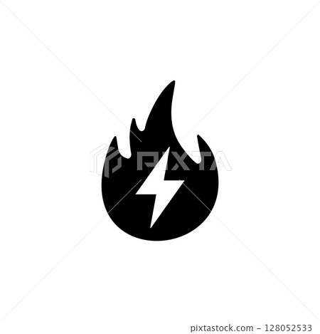 Energy Fat Burn, Kcal Fire, Kilocalorie Hot Flame Solid Flat Vector Icon Isolated on White Background 128052533