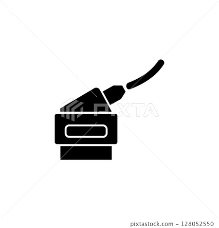 SCART Connector Cable for TV Displays, DVD, Receiver Solid Flat Vector Icon Isolated on White Background 128052550