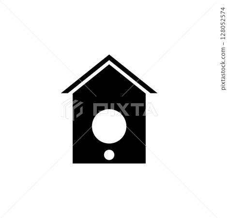 Wooden Birdhouse, Roof Pet Bird House Solid Flat Vector Icon Isolated on White Background Wooden Birdhouse, Roof Pet Bird House Solid Flat Vector Icon Isolated on White Background 128052574